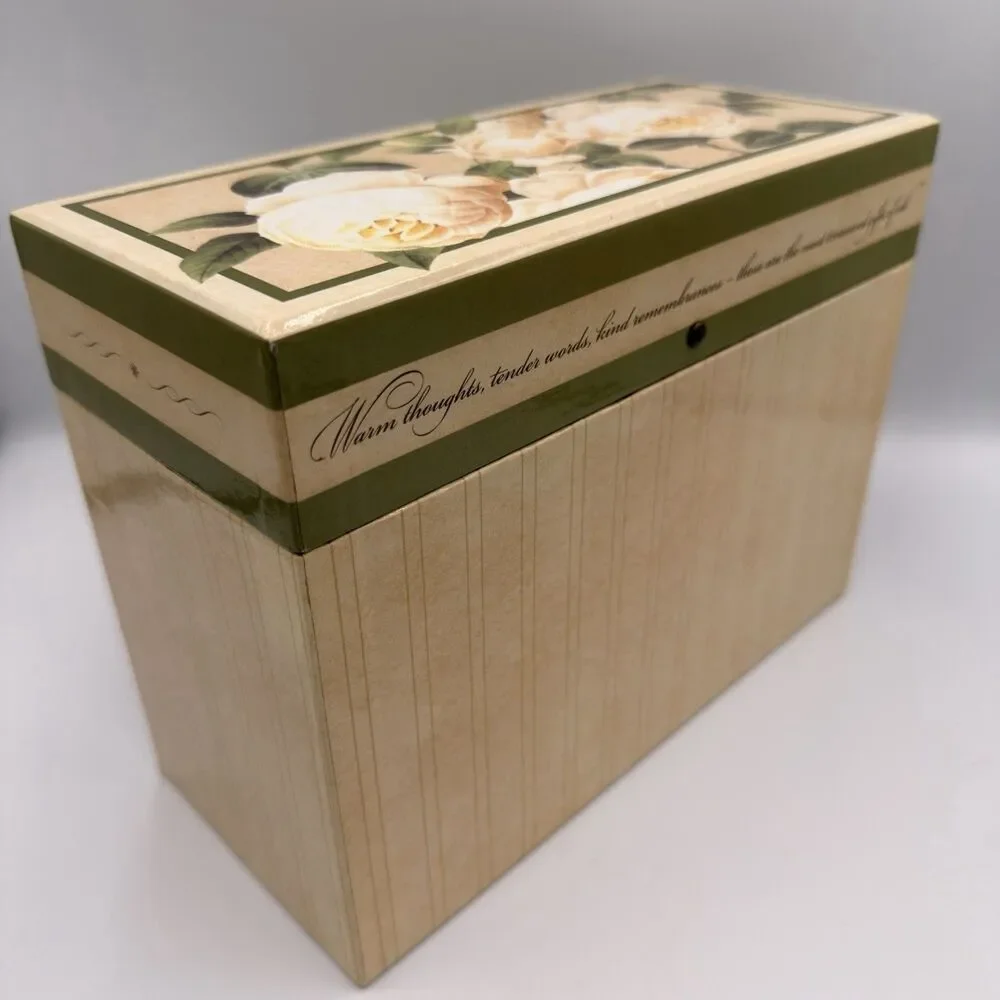 Vintage Hallmark Greeting Card Organizer Box Floral Roses Dividers 2005